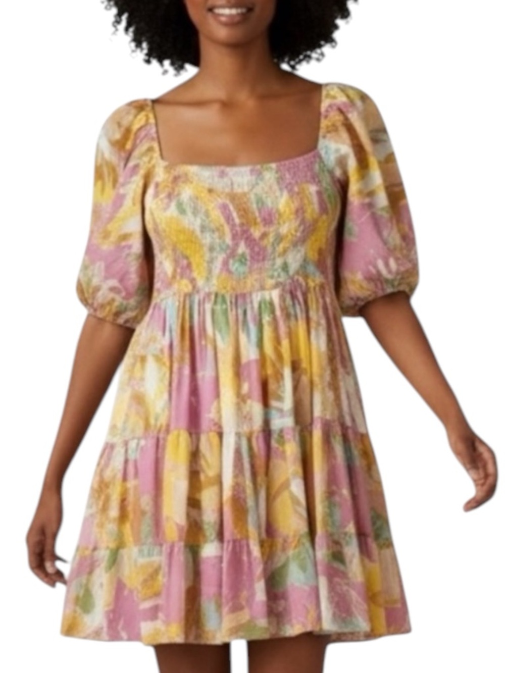 FLYING TOMATO Floral Puff Sleeve Dress in Soft Pastels Size 3X — GORGEOUS!!!